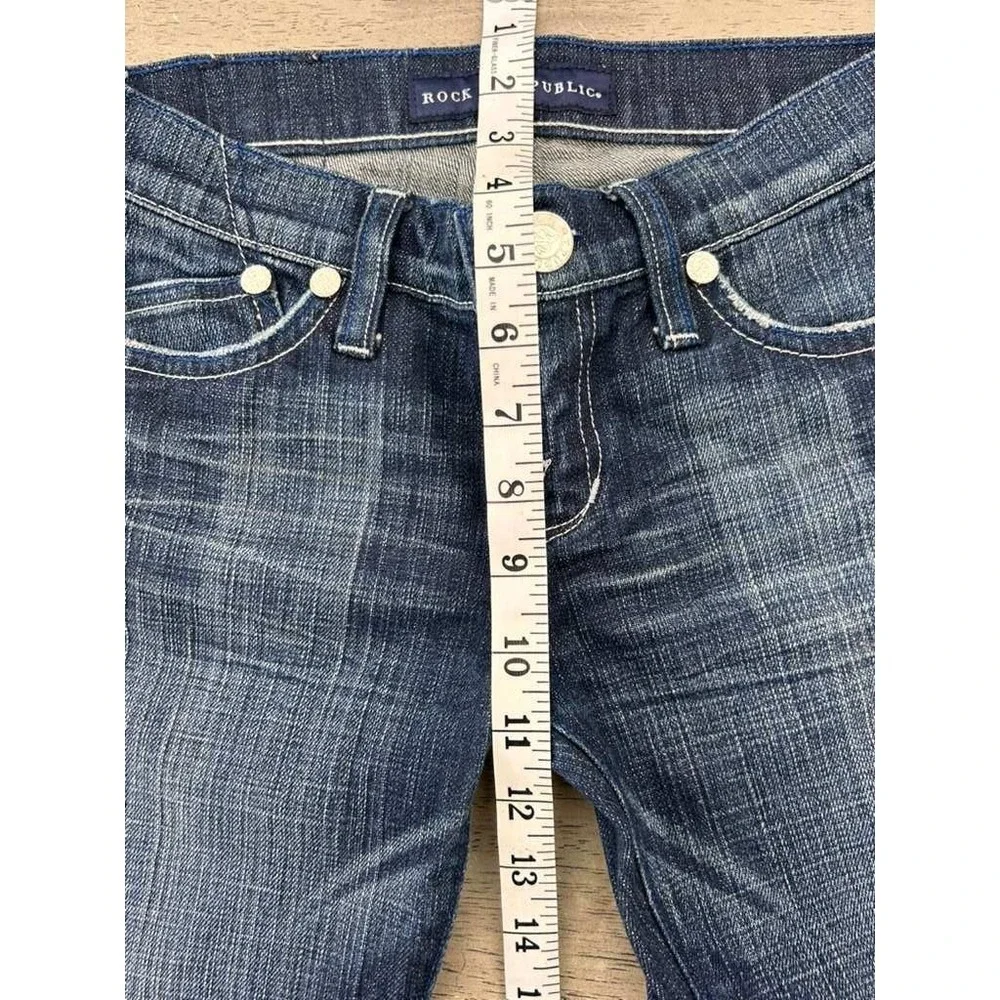 Rock & Republic Womens Bootcut Jeans Dark Wash Low Rise Blue Denim Size 28x34